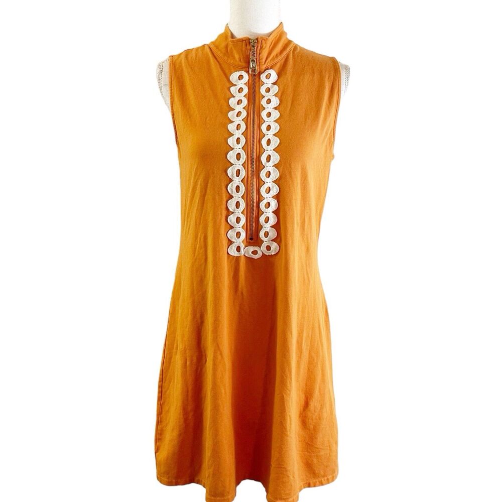 Spartina 449 Womens Dress Shift Size Large Cotton Orange Coastal Resortwear
